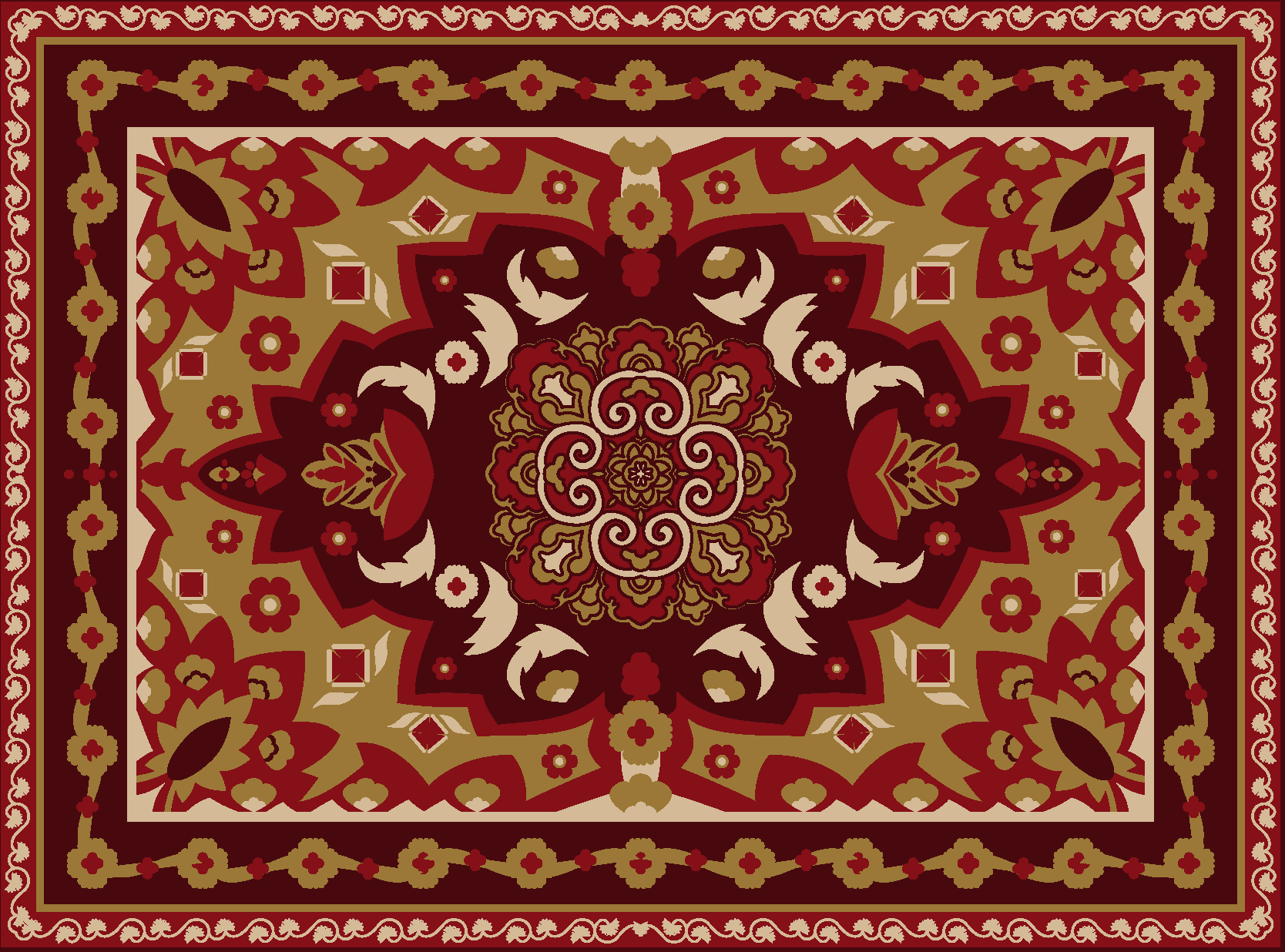 Floral geometric vintage design dining room rug - TenStickers