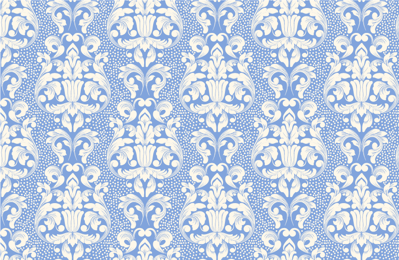 Baroque Blue Pattern tile vinyl rug - TenStickers