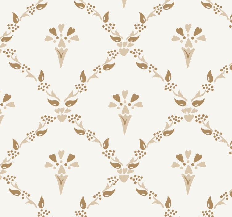 hexagonal floral pattern beige wallpaper - TenStickers