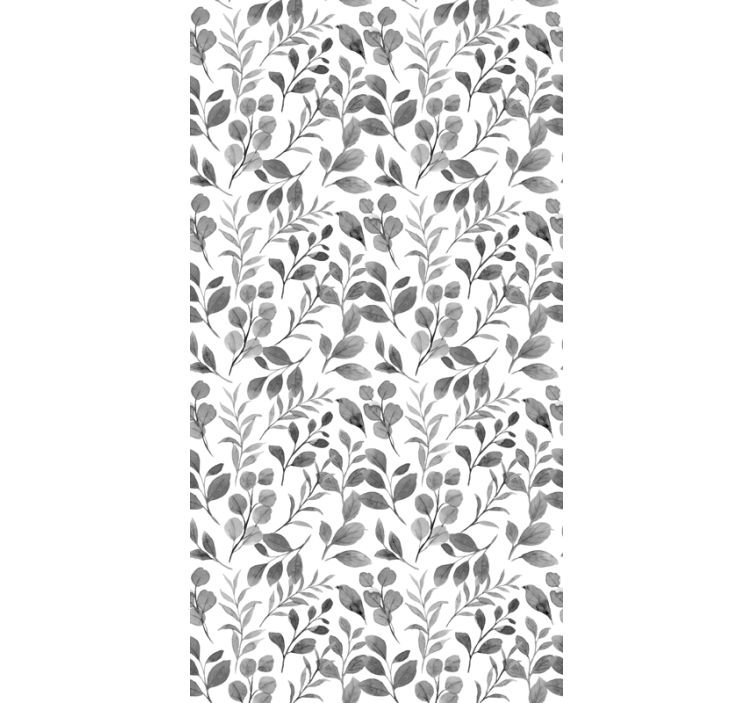 Grey pattern on white background leaf wallpaper - TenStickers