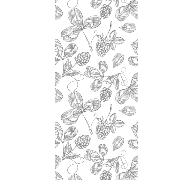 Grey and white design pattern leaf wallpaper - TenStickers