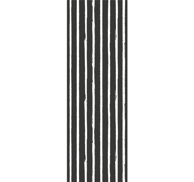 Black and white painted motif striped wallpaper - TenStickers