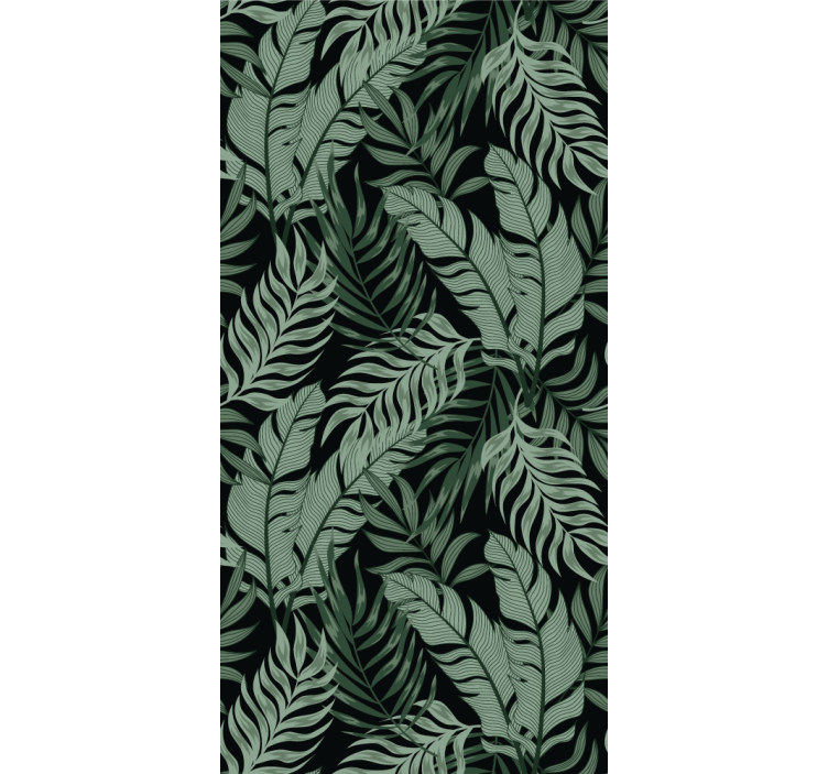 Leafy tropical black background jungle wallpaper - TenStickers