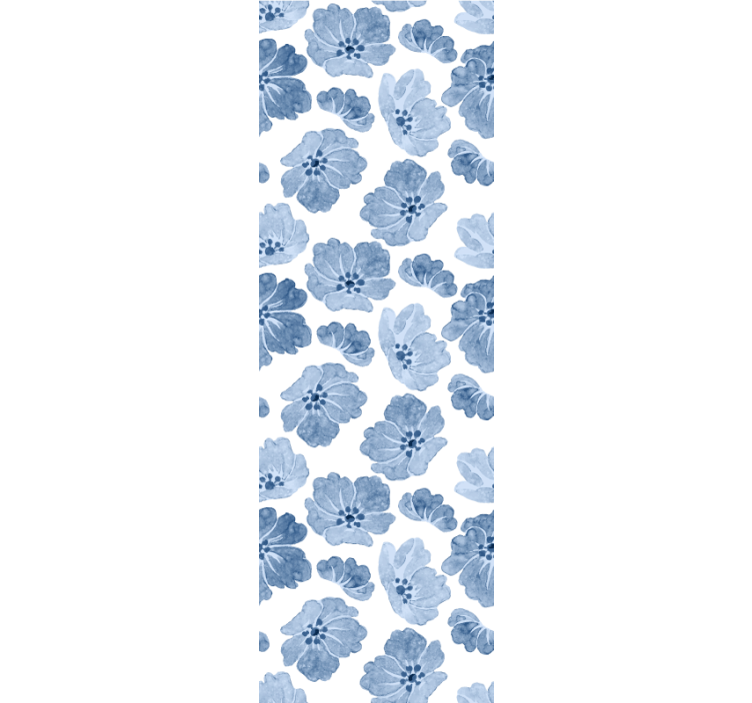 Blue and white floral pattern flower wallpaper - TenStickers