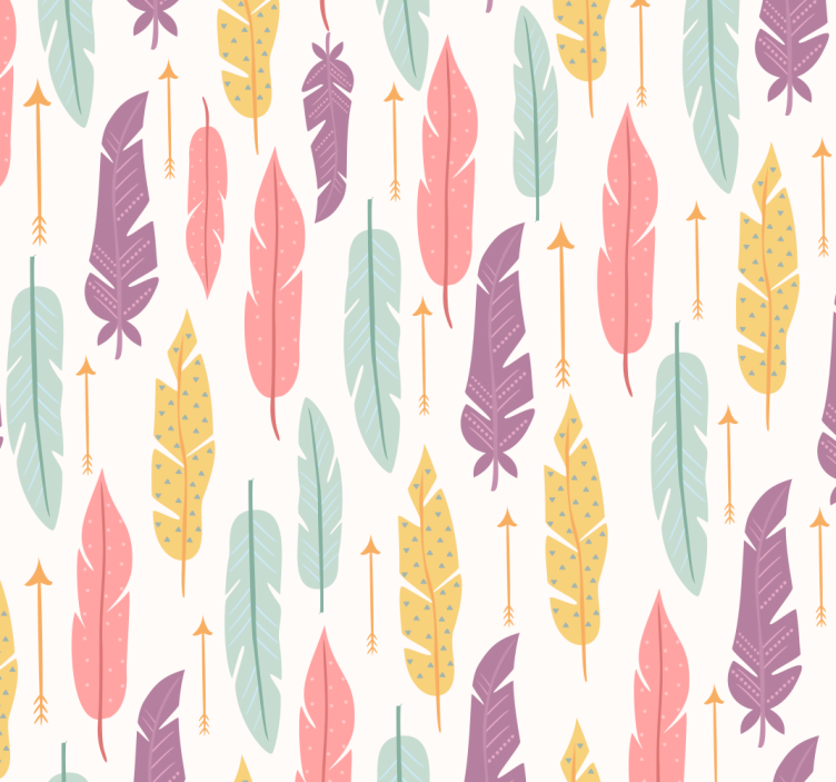 Colorful feather arrangement master bedroom wallpaper - TenStickers