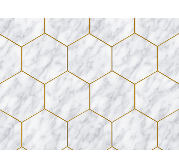 Hexagonal marble tile living room wallpaper - TenStickers