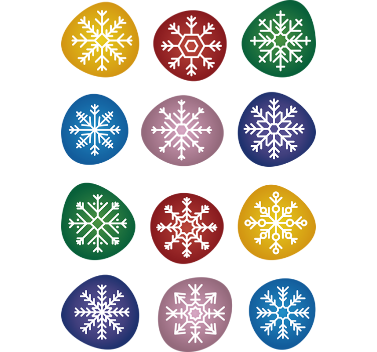 Christmas wallpaper with colorful snowflakes - TenStickers
