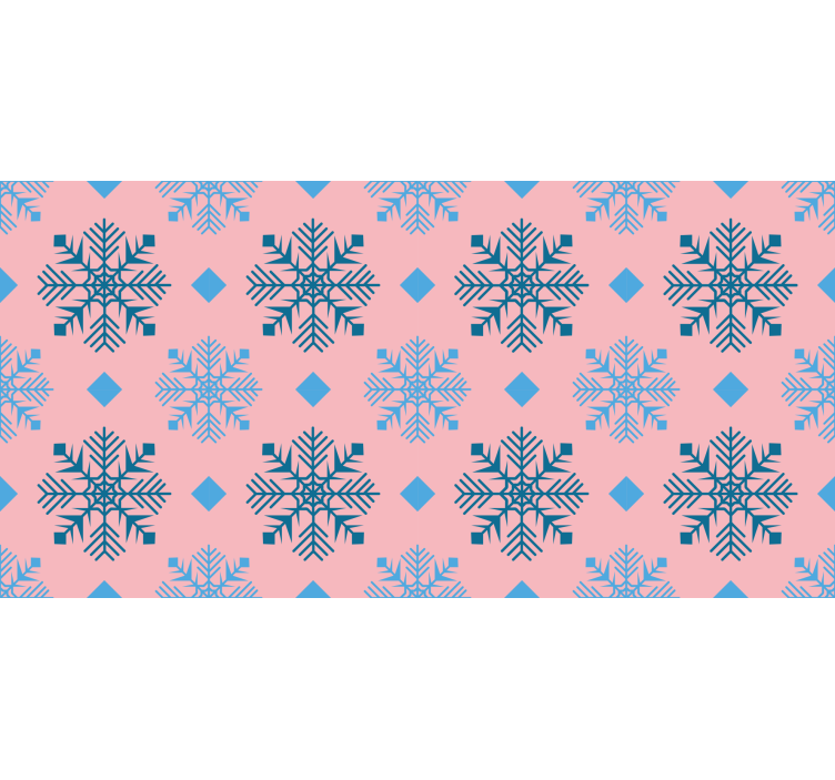 Christmas wallpaper pink and blue snowflakes pattern - TenStickers