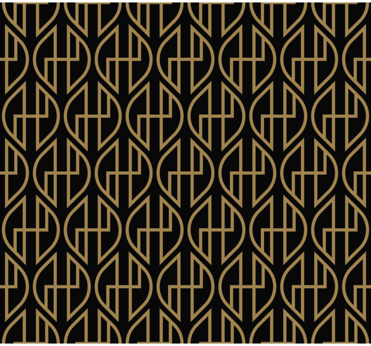 Living room wallpaper black and gold lines - TenStickers