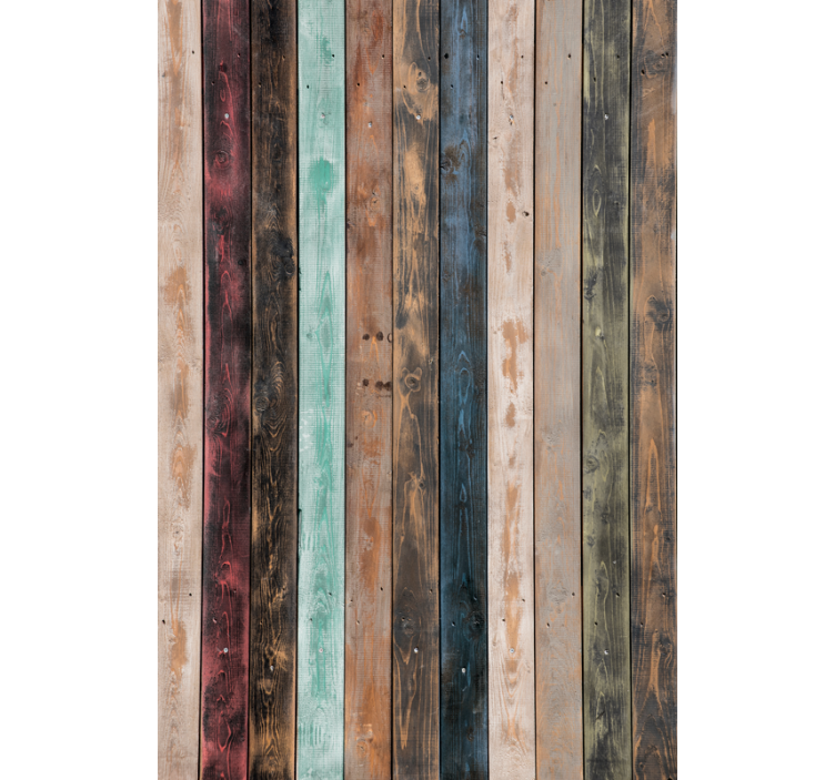 Ornamental wallpaper colorful painted vertical planks - TenStickers