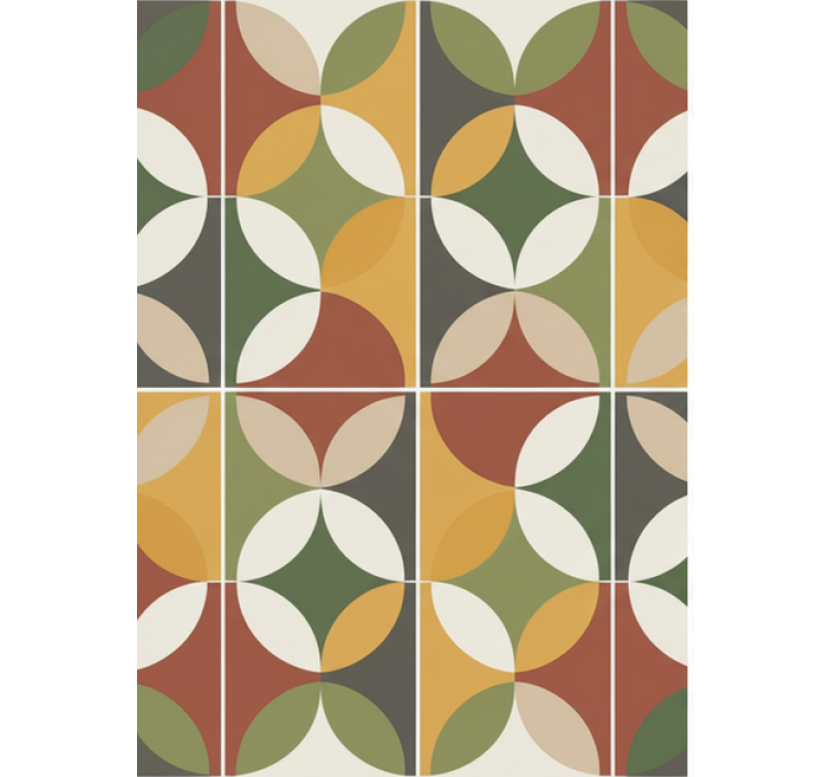 Living room wallpaper abstract geometric earthtones - TenStickers