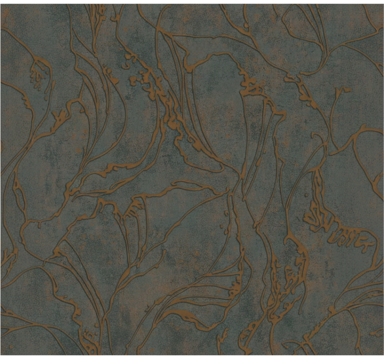 Living room wallpaper rustic copper floral design - TenStickers