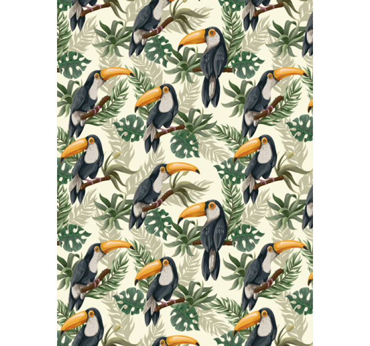 Jungle wallpaper featuring jungle toucans - TenStickers