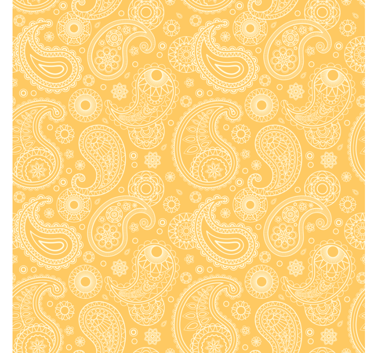Living room wallpaper in yellow arabic paisley - TenStickers