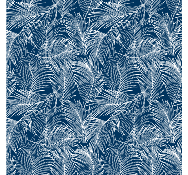 Leaf wallpaper blue leaves with white outline - TenStickers