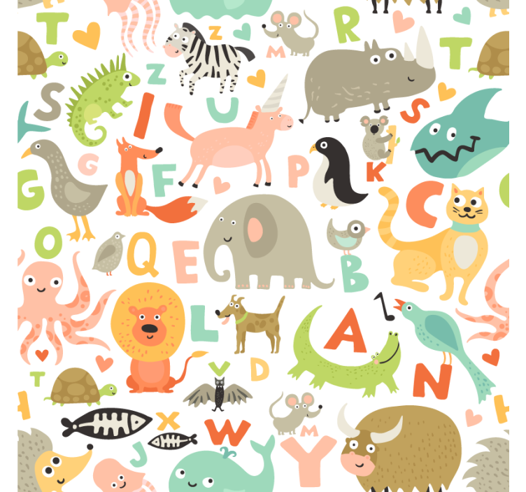 Animal wallpaper featuring alphabet animals for kids - TenStickers