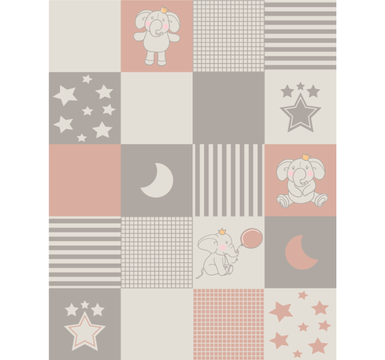 Animal wallpaper with elephant motifs and nordic tiles - TenStickers