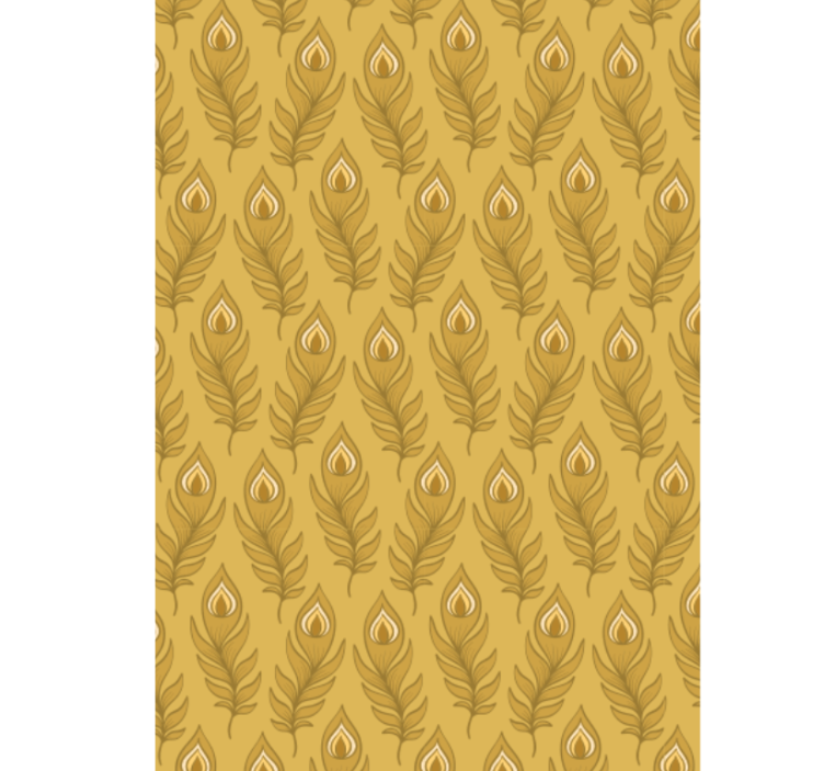 Animal wallpaper blue floral turkey with golden flowers - TenStickers