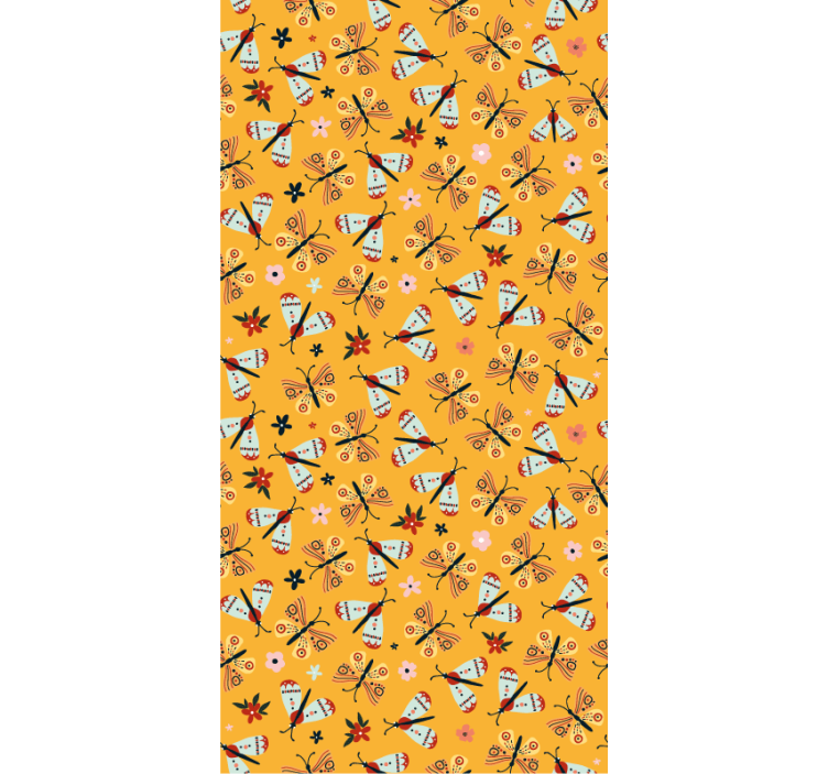 Animal wallpaper with hand-drawn butterflies - TenStickers