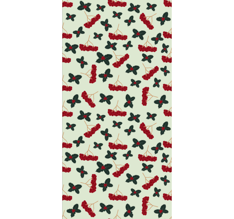 Christmas wallpaper hand drawn berries pattern - TenStickers