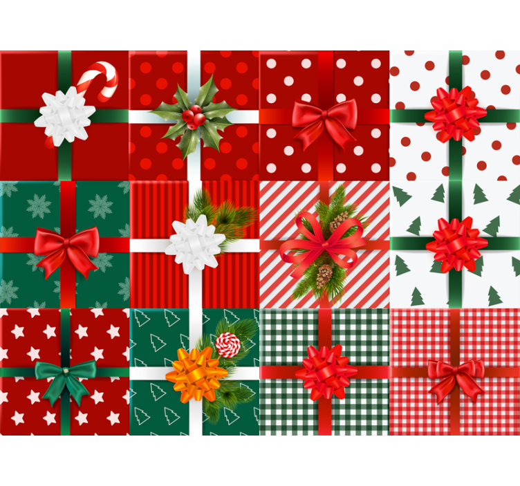 Christmas wallpaper with cheerful gift designs - TenStickers