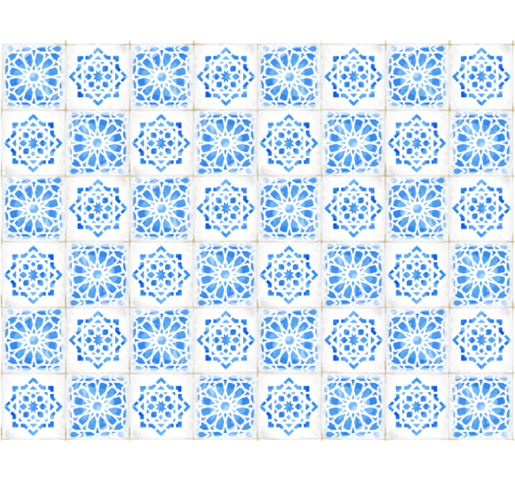 Tile wallpaper with intricate blue patterns - TenStickers