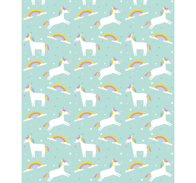 Kids wallpaper unicorns with a rainbow - TenStickers