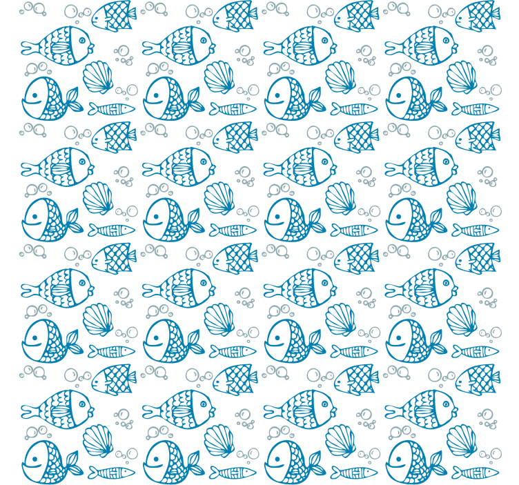 Kids wallpaper blue fish on white background - TenStickers