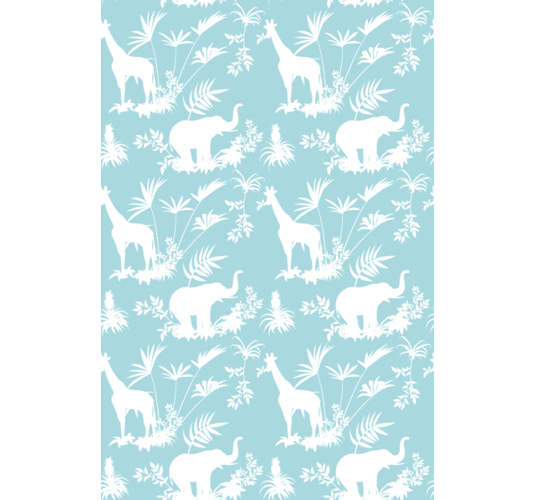 Kids wallpaper elephants and giraffes design - TenStickers