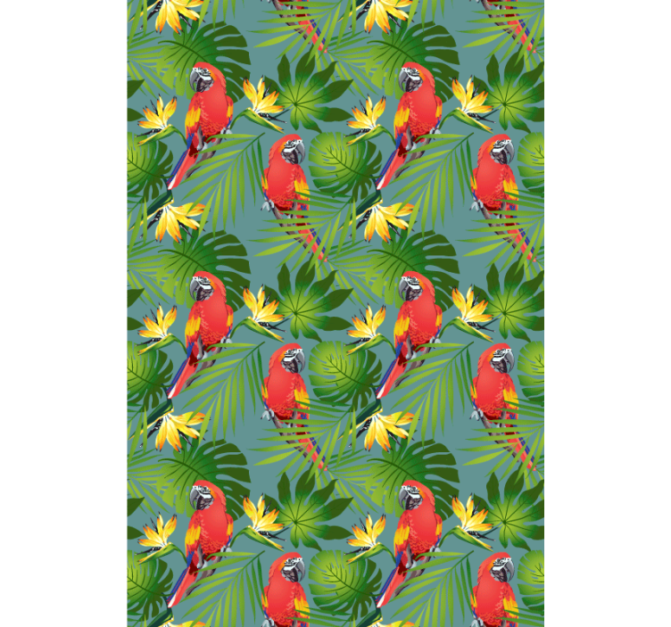 Kids wallpaper tropical parrots and leaves design - TenStickers