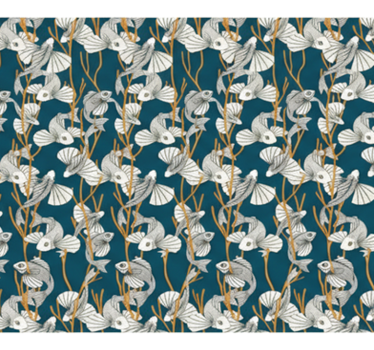 Living room wallpaper deep sea coral drift - TenStickers