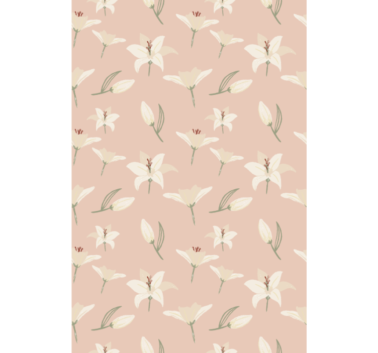 Hallway wallpaper with white lily on nude background - TenStickers