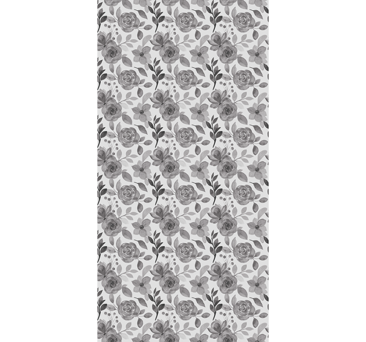 Hallway wallpaper elegant gray florals - TenStickers
