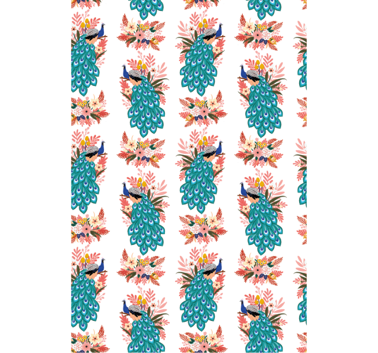 Hallway wallpaper peacocks among florals - TenStickers