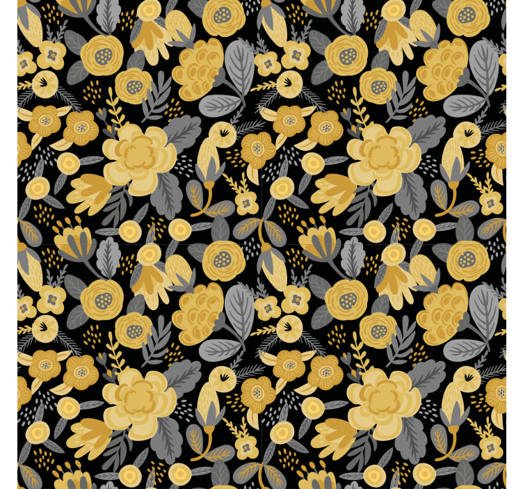Hallway wallpaper in yellow botanical pattern - TenStickers
