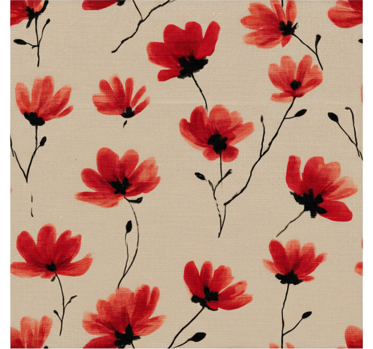 Hallway wallpaper red poppies watercolor - TenStickers