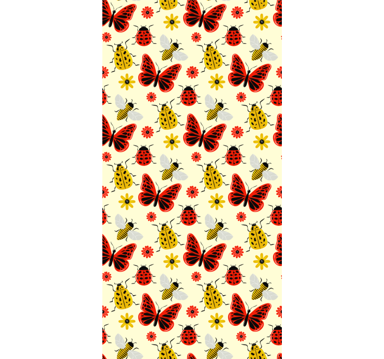 Scandinavian wallpaper colorful minimalist bugs pattern - TenStickers