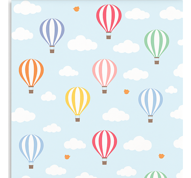 Scandinavian wallpaper pastel color balloon ride - TenStickers