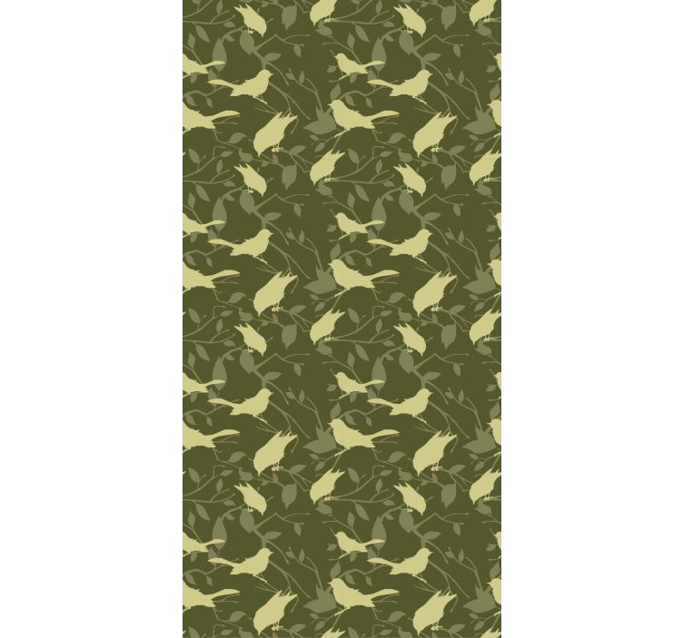 Classic wallpaper green birds victorian pattern - TenStickers