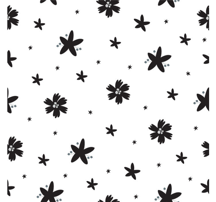 Flower wallpaper black and white ink floral design - TenStickers