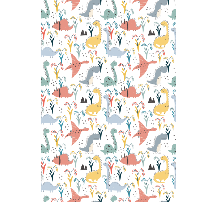 Dinosaurs wallpaper scandinavian colorful design - TenStickers