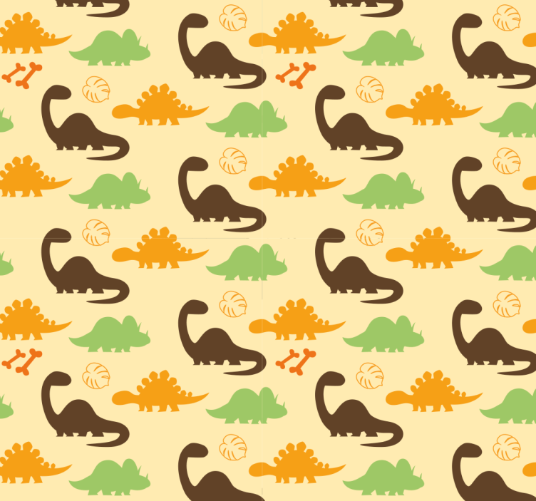 Dinosaurs wallpaper with beige background - TenStickers