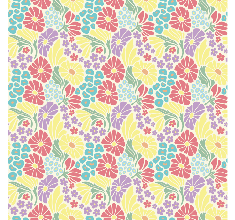 Living room wallpaper with pastel flowers design - TenStickers