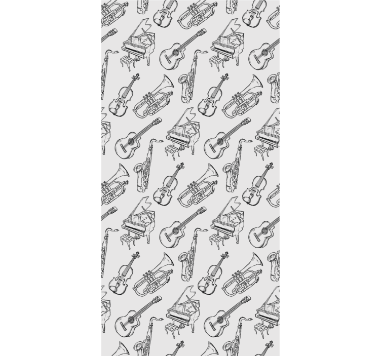 Modern wallpaper hand-drawn musical instrument pattern - TenStickers