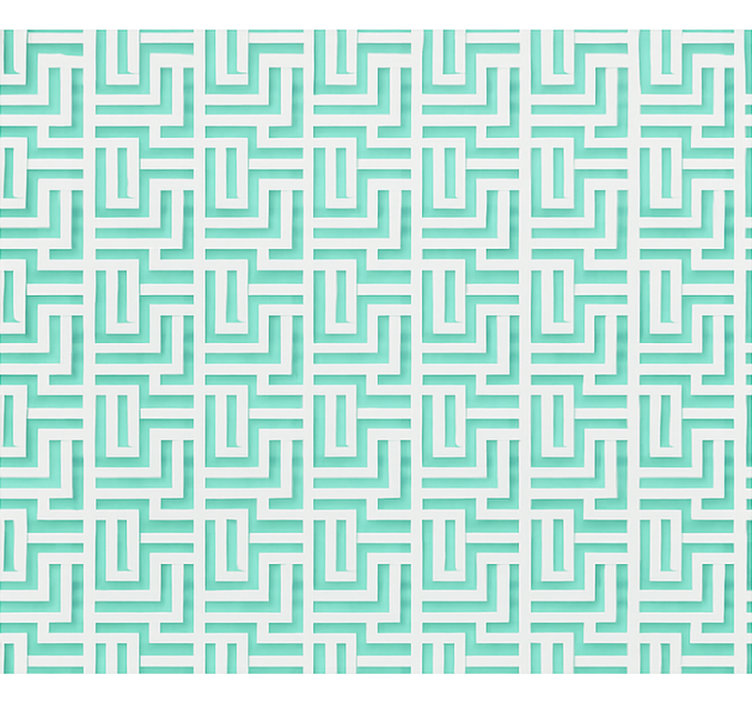 Dining room wallpaper in blue geometric squares design - TenStickers