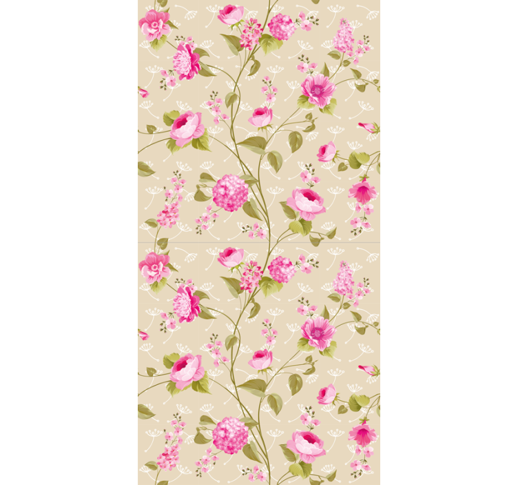 Dining room wallpaper in pink floral vine - TenStickers