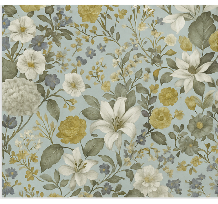Dining room wallpaper olive tone florals - TenStickers