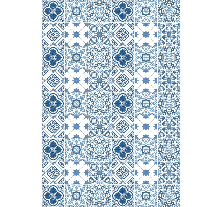 Bathroom wallpaper with intricate blue designs - TenStickers