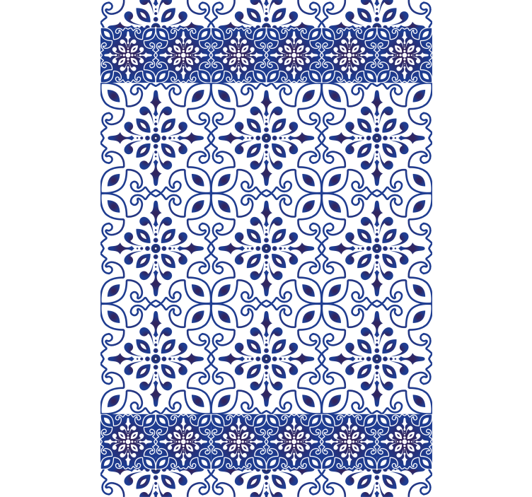 Bathroom wallpaper ornate blue tiles - TenStickers
