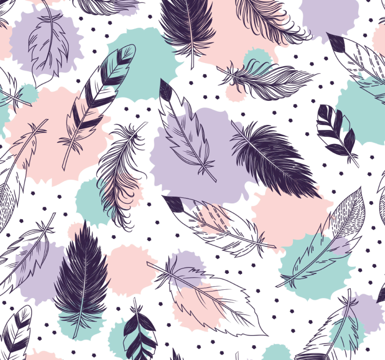 Bathroom wallpaper boho feathers design - TenStickers